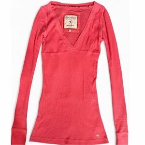 Abercrombie & Fitch Women's Coral Long Sleeve Top